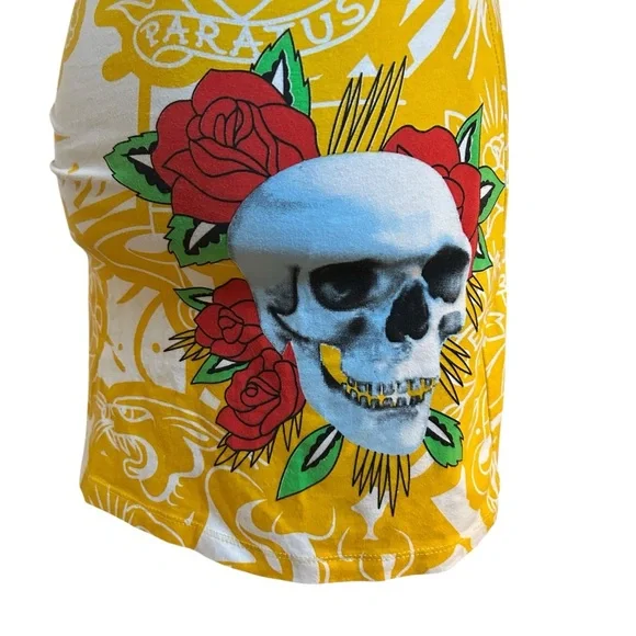 ⭐️SOLD⭐️ Y2K Tattoo Glam Avant Garde Ed Hardy Bodycon Avant Garde Archival Dress - Picture 6 of 13